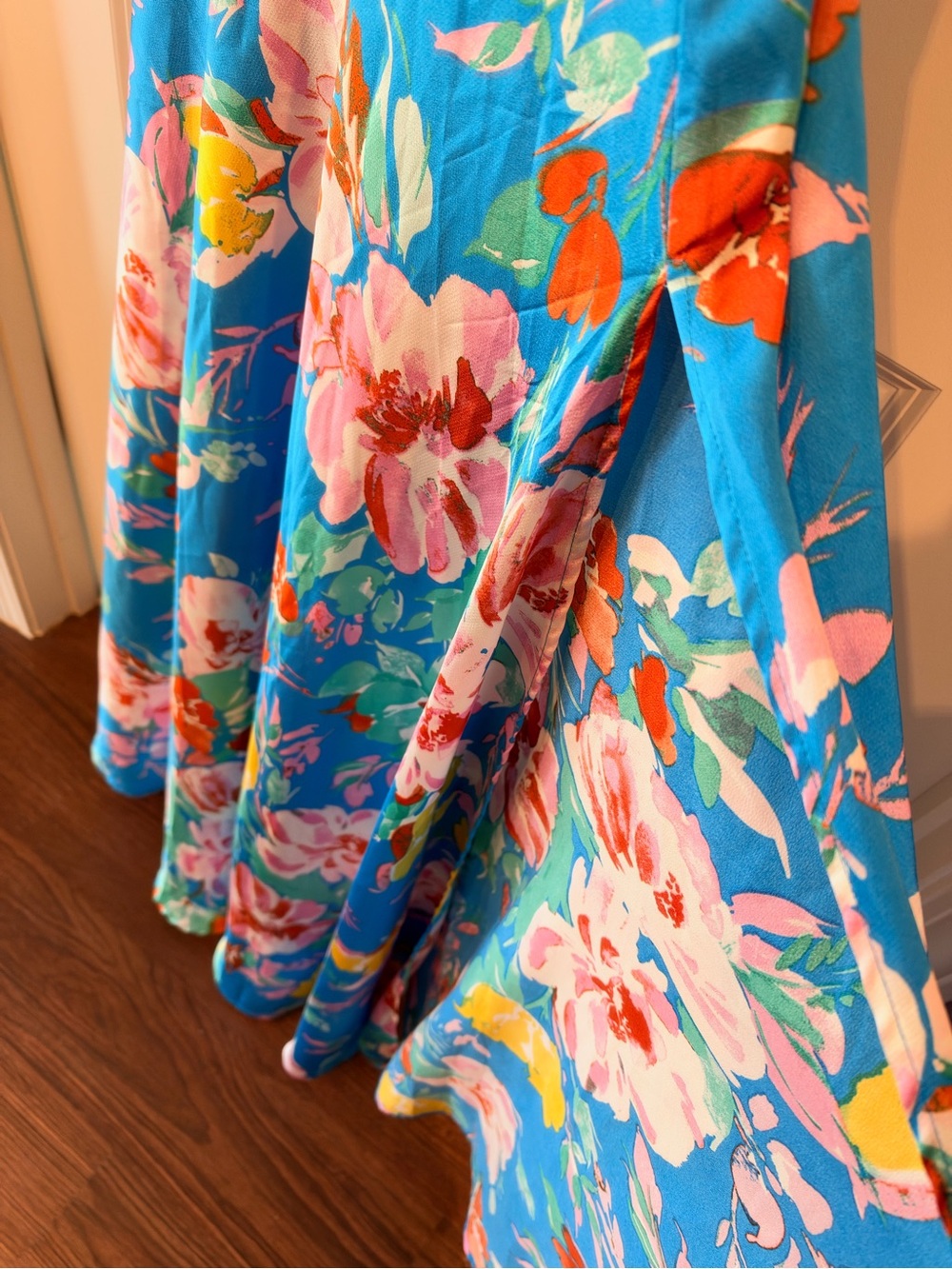 Fashion Nova Blue Tropical Floral Cowl Neck Maxi Dress - Picture 8 of 16